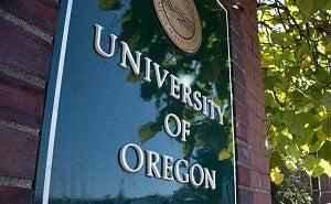 University of Oregon sign on Kincaid Street University of Oregon sign on Kincaid Street